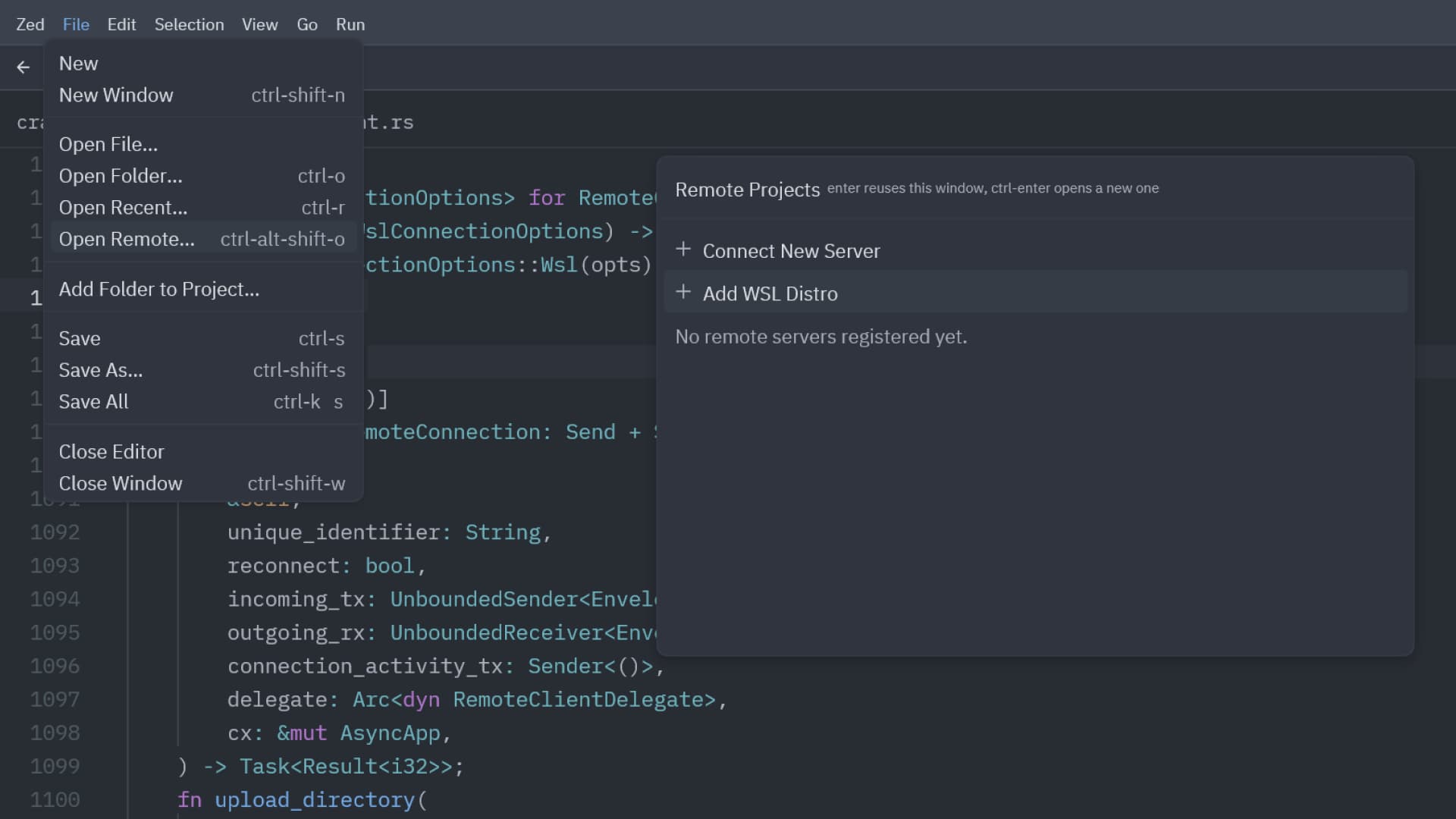 Zed's direct integration with WSL